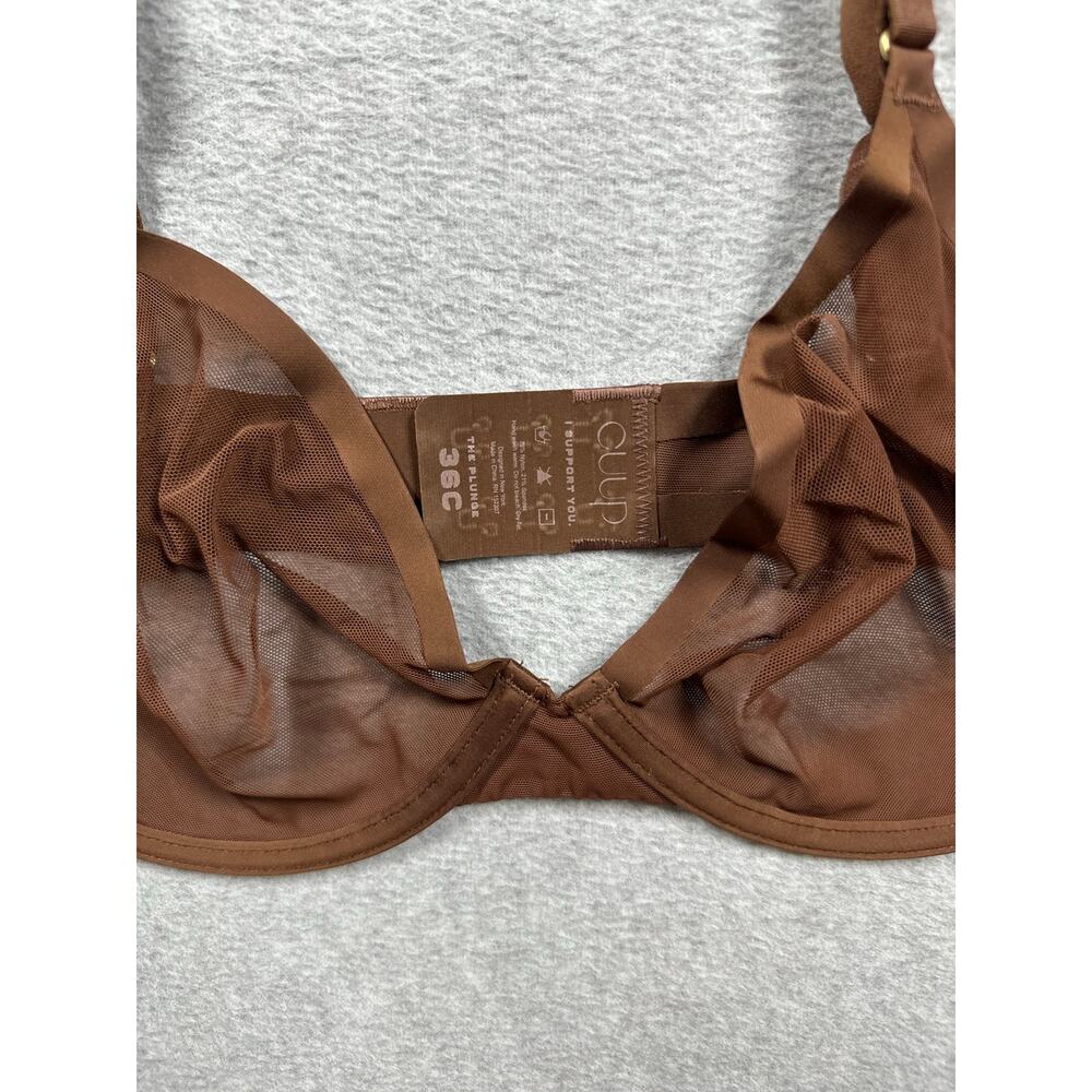 CUUP The Plunge Mesh Bra Women's Size 36C Brown Underwire Sheer Adjustable Strap - Picture 4 of 7